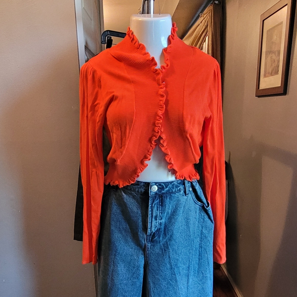 Orange Ruffled Cardigan - Picture 3 of 3